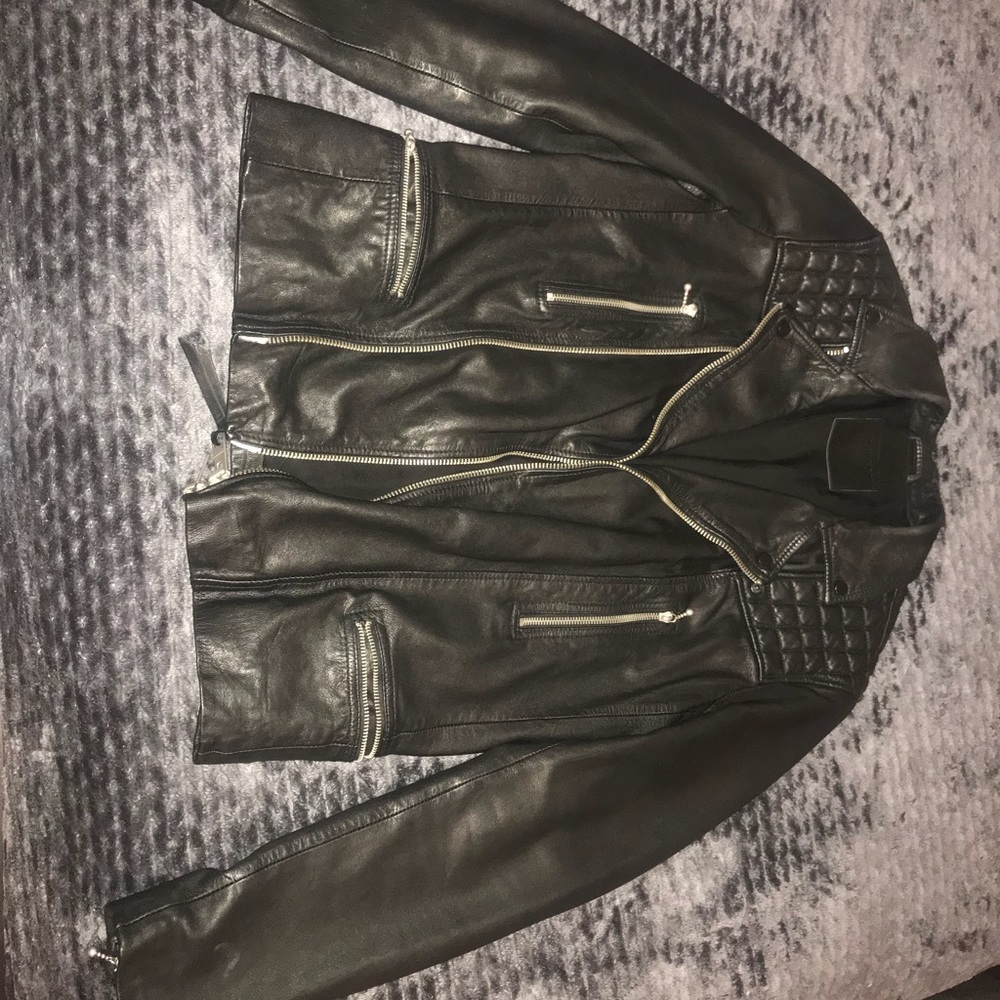 Like New All saints cargo leather biker jacket